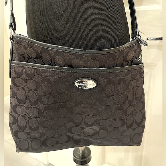 New Coach Black CC Web and Leather Crossbody Handbag - Picture 7 of 16